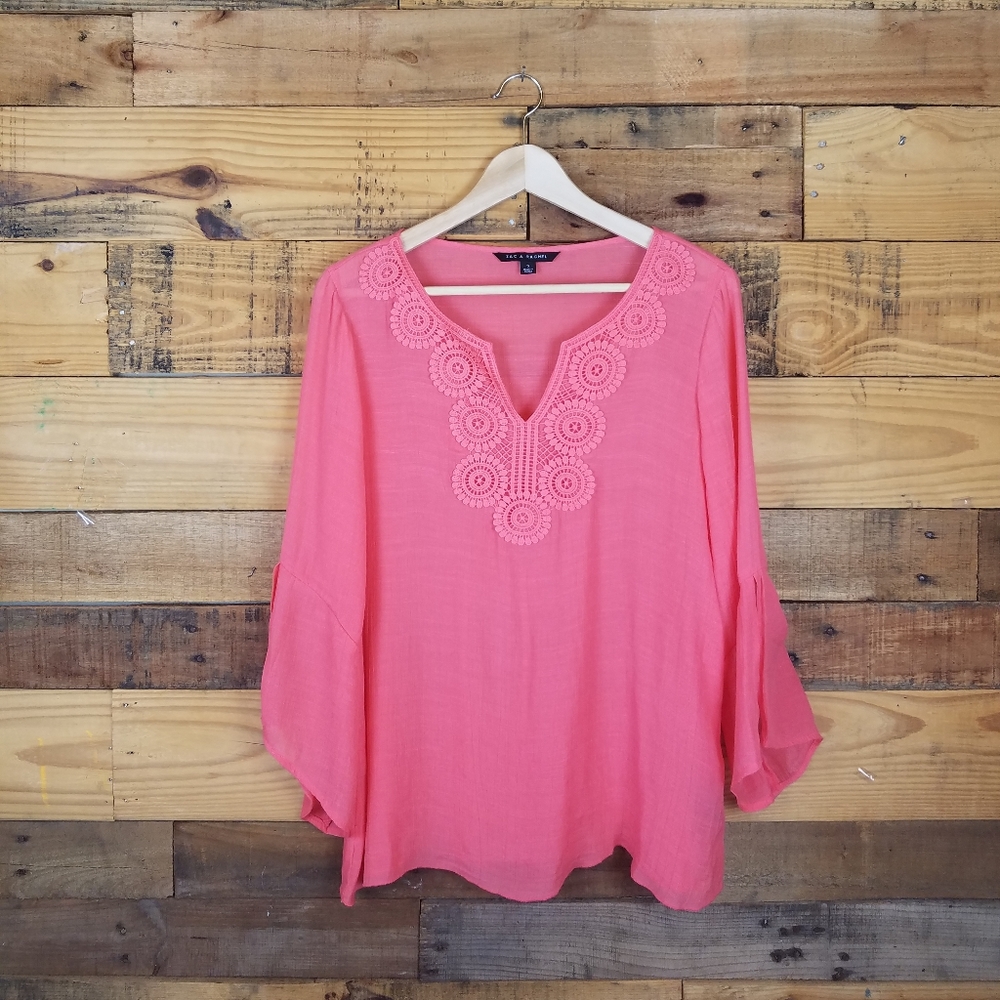 Zac & Rachel Apricot Linen-like Crochet Bo…